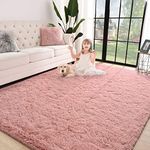 Jelymark Super Soft Shaggy Rug for Bedroom, 5x8 Feet Fluffy Carpet for Living Room, Fuzzy Indoor Plush Area Rug for Home Decor, Furry Floor Rugs for Dorm, Kids Nursery Rug for Girls, Blush Pink