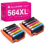 Allwork 10PK Compatible Ink Cartridges Replacement for HP 564XL K C M Y Color Set for HP Photosmart 5520 6520 7520 5510 6510 7510 7525 B8550 C6380 C309A C410A 4620 3520 Printer (2 Sets+2 Black)