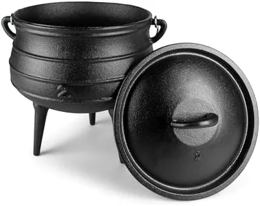 Bruntmor Pre-Seasoned Giant Cauldron Cast Iron | 6 Quarts - African Potjie Pot with Lid |3 Legs for Even Heat Distribution - Premium Camping Cookware for Campfire, Coals and Fireplace Cooking (Medium)