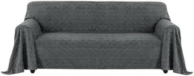 Easy-Going Jacquard Sofa Covers 3 4 Seater, Funny Fuzzy Sofa Slipcovers for Pet Dog, Non Slip Couch Covers, Warm Sofa Seat Covers, Washable Furniture Protectors, 80x133 in, Dark Grey