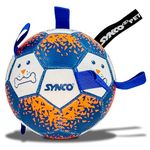 Synco Football Blue-Orange with Holding Loops | Size 3 Football | All Dogs | Dog Training Ball| (Graphic_Blue)