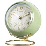 CLOUDTAIL CHOICE Analog Alarm Clocks,Retro Backlight Cute Simple Design Small Silent Non-Ticking,Battery Powered,for Kids,Bedroom,Travel,Kitchen,Bedside Desktop.(Green)