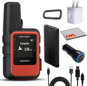 Garmin inReach Mini 2 Satellite Communicator, Lightweight Compact Rugged Design, Portable GPS Handheld for Hiking, Two-Way Text Messaging Device Bundle with Accessories (Flame Red)