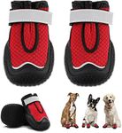 Hcpet Dog Boots for Large Dogs, Dog Shoes for Hot Pavement Winter Snow, Paw Protector Dog Booties Designed for Comfort and Breathability, Outdoor Booties for Small Medium Dogs for Hiking Red Size 6