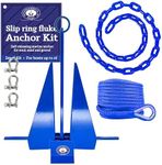 Greenfield Complete Boat Anchor Kit (Up to 16' and 24' Sizes) Comes with Fluke Anchor, Anchor Chain, Anchor Rope, Shackles. Blue Coated Fluke Kit. Boat Accessories Marine