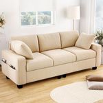 YITAHOME 80" Sofa, Comfy Upholstered Sofa Couch with Extra Deep Seats, Modern 3-Seater Couch Sleeper with Side Pocket, Loveseat for Living Room Apartment Office, Easy Assembly, Beige