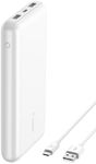 Belkin BoostCharge USB-C Portable Charger 20,000 mAh, 20K Power Bank w/ 1 USB-C Port and 2 USB-A Ports & Included USB-C to USB-A Cable for iPhone 15/Plus/Pro/Pro Max, Samsung Galaxy S24 & More -Silver