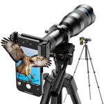 High Power 60X HD Phone Telephoto Lens with 54" Extendable Tripod & Remote Shutter, Works with iPhone Samsung Pixel Android Any Smartphones