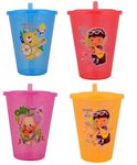 FASHRAMP Straw Cup | Easy-Grip Soft Straw Sippy Cup 250ML | Baby Straw Sipper Glass with Lid Toddler Feeding Supplies | BPA Free Sipper Glass for Kids Easy to sip The Water, Juice & Milk (Pack of 4)