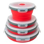 Guyuyii 4 Pieces Silicone Collapsible Bowls - Perfect for Camping, RV Trips, Meal Prep and Travel - Microwave, Freezer and Dishwasher Safe - Space-Saving Design