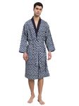 Ravaiyaa - Attitude is everything Cotton Men's Bathrobe Sleepwear Spa Wear Nightdress (Blue White Floral)