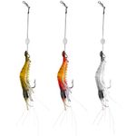 WANBY Fishing Shrimp Lures Artificial Silicone Soft Shrimp Lure Baits Set Kit Luminous Swimbait Shrimp Fishing Lure with Hook Fishing Tackle for Freshwater Saltwater Trout Bass Salmon (3PCS)