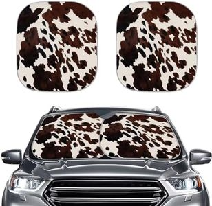 Coldinair Brown Cow Windshield Sun Shade for SUV Truck Van Sedans Car Sunshade Front Window Auto Sun Visor Automotive Car Interior Accessories Sun Protection, Cowhide Windshield Cover Sun Shade