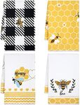 Tegeme 4 Pcs Bee Kitchen Towel Hone