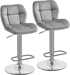 Yaheetech 2pcs Taburetes de Bar Modernos de Altura Ajustable Pack 2 Sillas de Bar de Póliester Silla Alta Giratorio 44×50.5×89cm Gris Claro