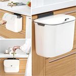 Hanging Trash Can with Lid for Kitchen Cabinet Door, 7 L Wall Mounted Garbage Can Kitchen Compost Bin for Countertop or Under Sink