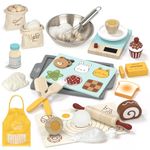 Lehoo Castle Play Kitchen Accessories, Play Food for Kids Kitchen, Kids Baking Set for Girls, Wooden Cupcakes Cookie Cooking Toys for Toddlers Boys Girls Ages 3+