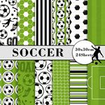 Whaline 24 Sheet Soccer Pattern Paper 30 x 30cm Soccer Ball Field Scrapbook Paper Double-Sided Sport Decorative Craft Paper for DIY Background Card Making Junk Journal Supplies, 12 Design