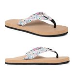 SHAPECRUNCH Women's Arch Support Slippers | Ortho Flipflops with soft MCR footbed - Reduce Pressure on Feet, Joints, and Back (Beige - Floral, UK Footwear Size System, Adult, Women, Numeric, Medium, 4)