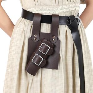 Medieval Sword Scabbard Knight LARP Leather Sword Holster Belt for Halloween Viking Warrior Costume (Left Hand Coffee)