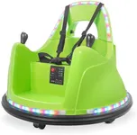 Kidzone WiFi Bumper Car for Toddler & Kids 1.5-6 Years Old, 2 Speeds 12V Electric Ride On Bumping Toy Gifts W/Remote Control, APP Control, LED Lights, Bluetooth, 360°Spin and DIY Sticker, Lemon Green