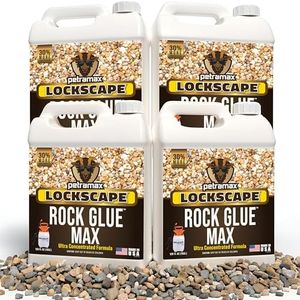Petra Max Rock Glue for Landscaping, 4 Gal - Wide Coverage & Pet Safe Mulch Glue for Rocks - Lockdown Gravel/Pebbles/Stones - Sticky Clear Gravel Binder & Decomposed Granite Stabilizer (1Gal x4)