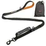 Sweetie Bungee Dog Lead Shock Absorber - Strong Leash 4FT to 5.6FT Long with Soft Padded Handle & Traffic Handle - Reflective Anti Pull Leads for Walking Medium and Large Dogs. Black
