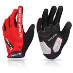 Arltb Bike Gloves Gel Padded Touch Screen Biking Cycling Gloves Mitts Full Finger Pad Breathable Lightweight for Bike Riding Mountain Bike Motorcycle Free Cycle BMX Lifting Fitness Climbing, Red, Medium