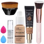 PHOERA Foundation,PHOERA CC+ Cream Color Correcting Anti Aging Hydrating Serum &SPF 25+,PHOERA Primer, PHOERA Makeup, Kabuki Makeup Brushes Foundation Brush (104+140CC/Buff Beige+ Buff Beige CC Cream)