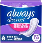 Always Discreet Adult Incontinence Pads for Women, Heavy Absorbency, Long Length, Postpartum Pads, 156 CT