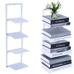 Iswabard 2 Tier Floating Bookshelves, 2-Pack Wall Mounted Bookshelf, White Metal Vertical Bookshelf, Spine Bookshelf for Home, Living Room, Office,A Style,White