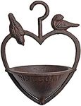 Garden Mile Love Heart Hanging Bird Feeder and Bath - Vintage Look Cast Iron Antique Bronze Finish Bird Feeding Station - Garden Ornaments Outdoor Table Seed Feeder for Garden or Bird Lover