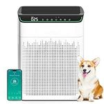 MERONTE Air Purifiers for Bedroom Large Room Home, Up to 1690² with PM 2.5 Air Quality Monitor, Wi-Fi and Alexa Compatible, HEPA Filter Double-sided Air Inlet for Smoke Odor Dust, 23dB Quiet White