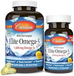 Carlson - Elite Omega-3 Gems, 1600 mg Omega-3 Fatty Acids Including EPA and DHA, Norwegian Fish Oil Supplement, Wild Caught, Sustainably Sourced Capsules, Lemon, 90+30 Softgels