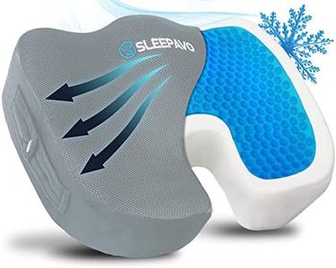 Sleepavo Gray Memory Foam Seat Cushion for Office Chair - Cooling Gel Pillow for Sciatica Coccyx Back Tailbone and Lower Back Pain Relief - Chair Pad for Lumbar Support in Office Desk, Car, Airplane