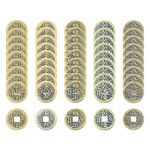 TIANNAIT 50pcs Chinese Feng Shui Coins, Chinese Lucky Coins, Antique Coins, Copper Coins, Ancient Chinese Emperor Coins, Bring Happiness, Health and Prosperity Home Accessories