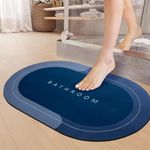 SITTELLA® 2 Pieces (3.5mm) Anti-Skid Water Soaking Oval Bathroom Print Rubber Mat, Water Absorbent Mat (40X60Cm) Blue