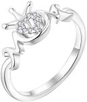 YL Mum Ring 925 Sterling Silver cut Cubic Zirconia Mother Crown Ring Gifts for Mum Women(Size L)