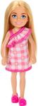 Barbie Chelsea Doll, Small Doll Wearing Removable Checked Dress & Pink Shoes with Blonde Hair & Blue Eyes