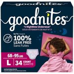 Girls Bedwetting Night Time Underwear, Goodnites, L, 34 Ct, Giga Pack