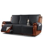 TAOCOCO Recliner Couch Covers,3 Seater Recliner Covers,Waterproof Recliner Covers,Non Slip Recliner Sofa Covers,Reclining Chair Covers for Pets,Recliner Protector with Pockets(Black)