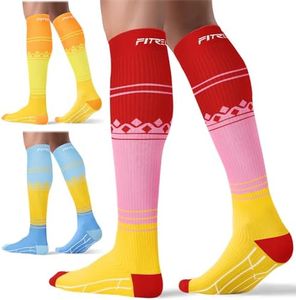 FITRELL 3 Pairs Compression Socks for Women and Men 20-30mmHg- Support Socks for Travel, Running, Nurse, Knee High Socks, Popsicle, S/M