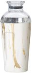 OGGI Groove Insulated Cocktail Shaker-17oz Double Wall Vacuum Insulated Stainless Steel Shaker, Tritan Lid has Built in Strainer, Ideal Cocktail Mixer, Martini Shaker, Margarita Shaker, Gold Marble