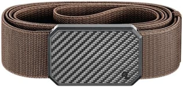 Groove Life Groove Belt Carbon Fiber/Brown - Men's Stretch Nylon Belt with Magnetic Aluminum Buckle, Lifetime Coverage - XX-Large (51-60")