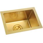 Kitchen Sinks Kitchen Sink Gold Mini Trumpet Sink Stainless Steel Metal Dishwashing Pool Kitchen Essentials Bar Cleaning Container Durable (Color : Gold, Size : 38 * 26 * 21.5cm)