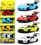 Galaxy Hi-Tech Diecast Metal Toy Super car Set of 4 Pull Back Racers Alloy Die Cast Openable Doors Racing Car for Kids High Speed Metal Toy Car Play Set for Children Best Gifts Toys for Boys