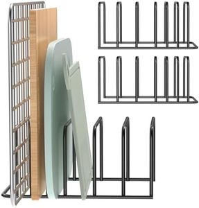 AKAZA 2 Pack Cutting Board Organizer,Holds 6 Small Boards,Cutting Board Holder Rack Baking Cookie Pan Sheets Cooling Racks Storage Stand for Kitchen Cabinet - 7.56 x 5.55 x 3.74 in (2, Black)