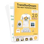 TransOurDream Upgraded Iron on Heat Transfer Paper for T Shirts (20 Sheets, 8.5x11") Iron-on Transfers Paper for Light Fabric Printable Heat Transfer Vinyl for Inkjet Printer (CA-2-20)