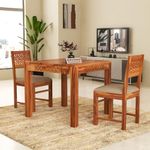 Adichwal Furniture Solid Sheesham Wood 2 Seater Dining Table Set with Cushioned Chairs for Dining Room | Living Room | Home & Office | Hotels Restaurant & Cafe (2 Seater, Honey A)