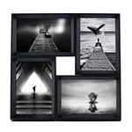 MAKITESY Multi Photo Frame for 4 (6'' x 4'') Photos with Glass Black Baby Family Collage Aperture Photo Frames for Wall Tabletop Decor